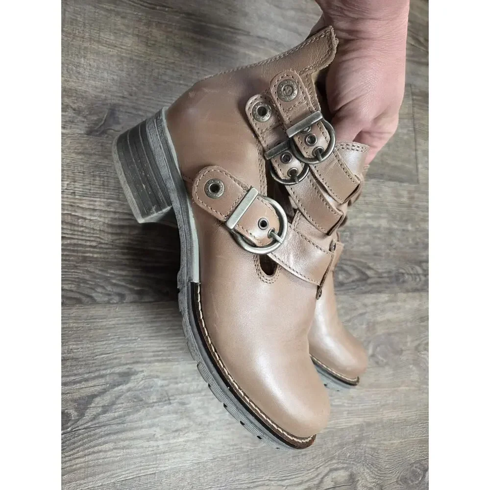 Dromedaries Kelsy Short Summer Pearl Leather Boot Taupe 38 - US 7.5/8
